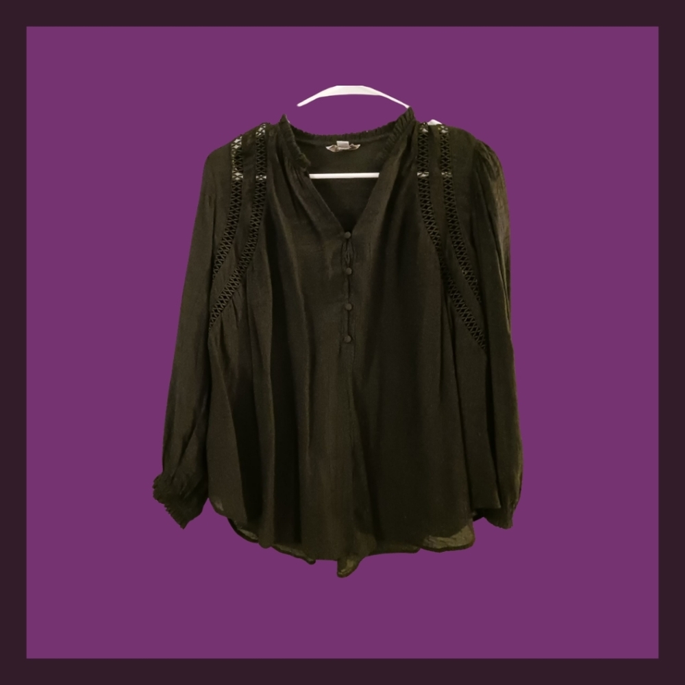 CATO linen like black top small